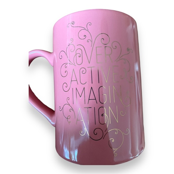 Fringe Studio Overactive Imagination Pink Mug Gold Deco Script - Picture 5 of 10